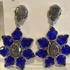 ISO Kendra Scott Cobalt Blue Platinum Drusy Greta Earrings